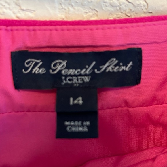 J Crew Hot Pink Wool Pencil Skirt Size 14 - Picture 3 of 4